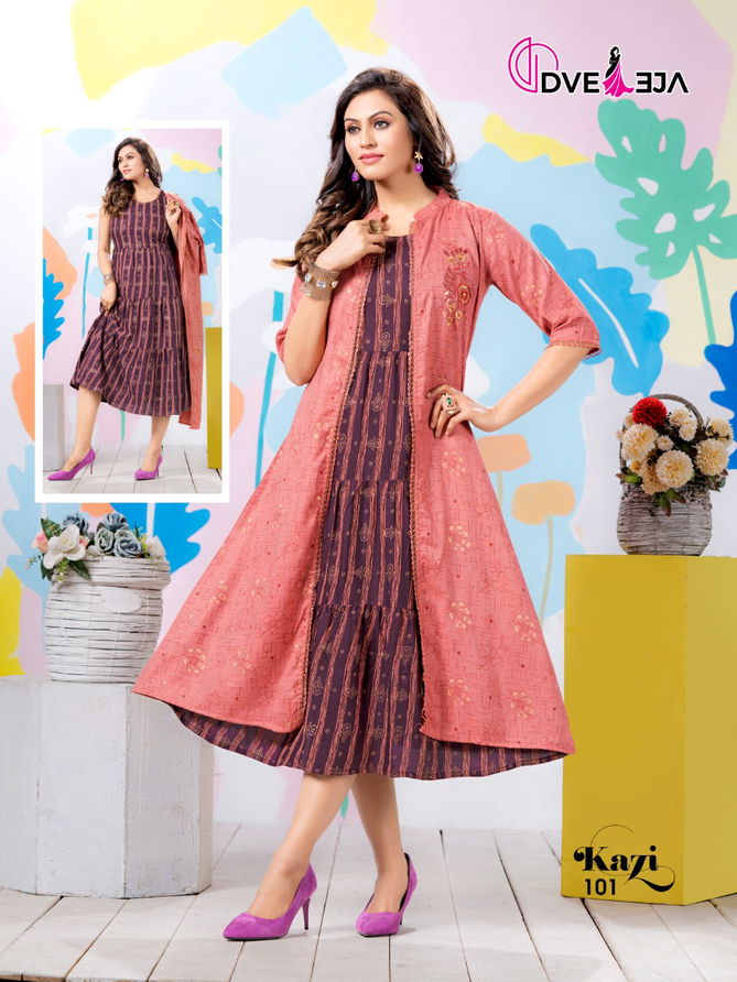 Dveeja Kazi Fancy Designer Regular Wear Rayon Kurti With Jacket Collection